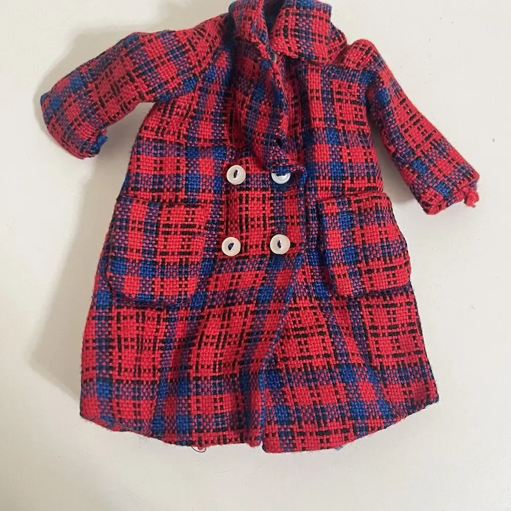 Vintage Remco Libby Littlechap Doll Clothes Red Plaid Coat and Skirt Japan